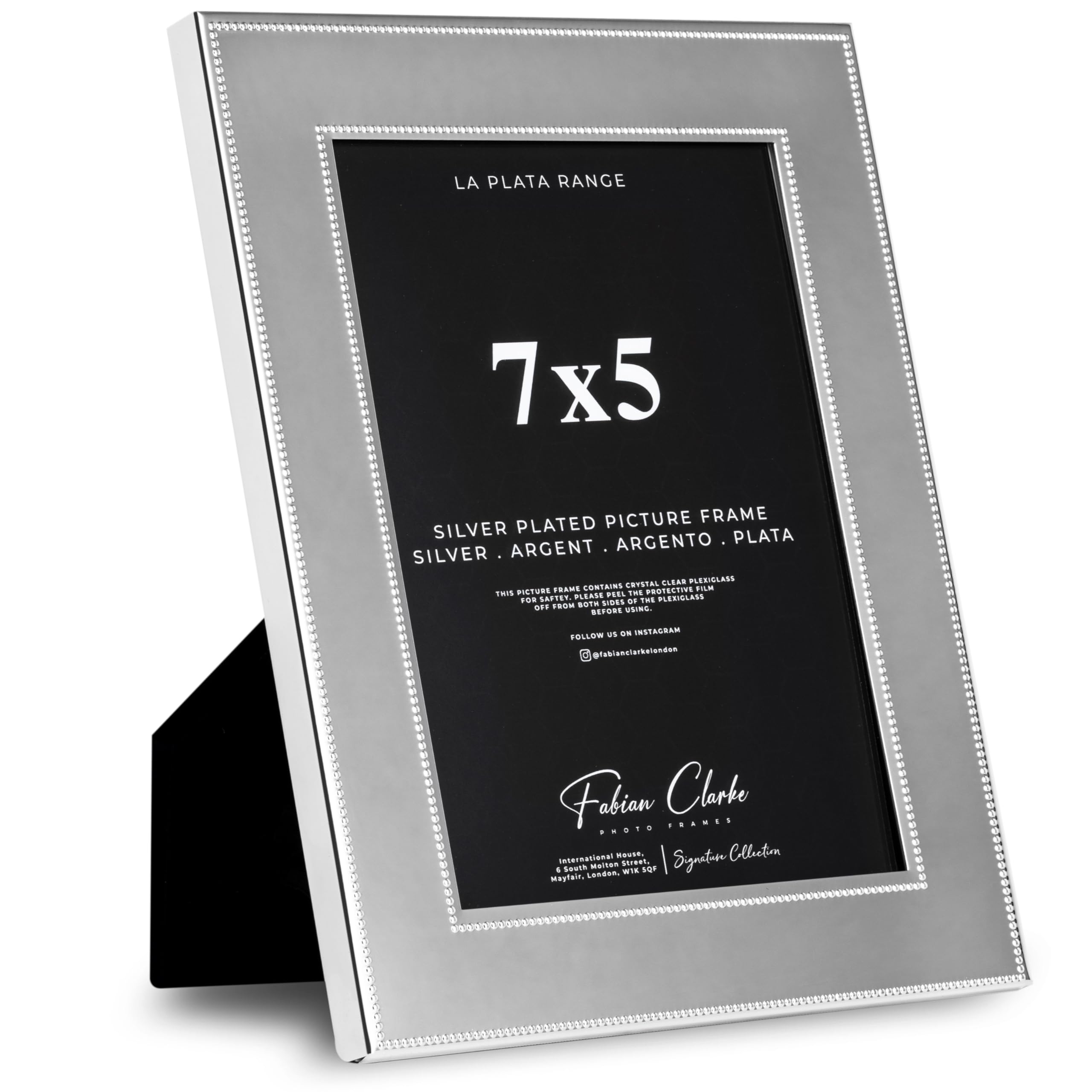 Fabian Clarke London 7X5 Silver Plated Photo Frame Picture Frame Polished Finish With Double Trim Detail And Tarnish Protected For Wedding Picture Or Family Photos (7X5)