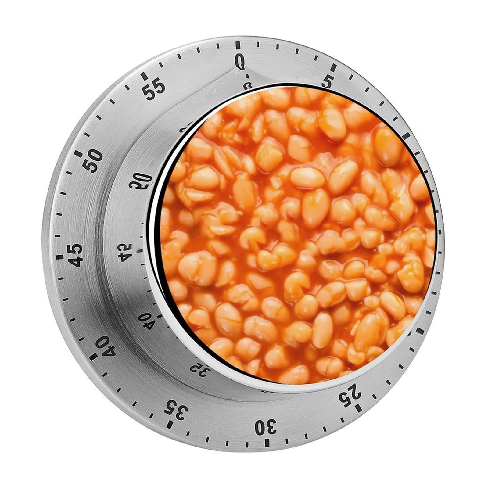 Baked Beans Stainless Steel Magnetic TimerMechanical Kitchen Timer, No Battery, for Cooking, Studying, Workouts