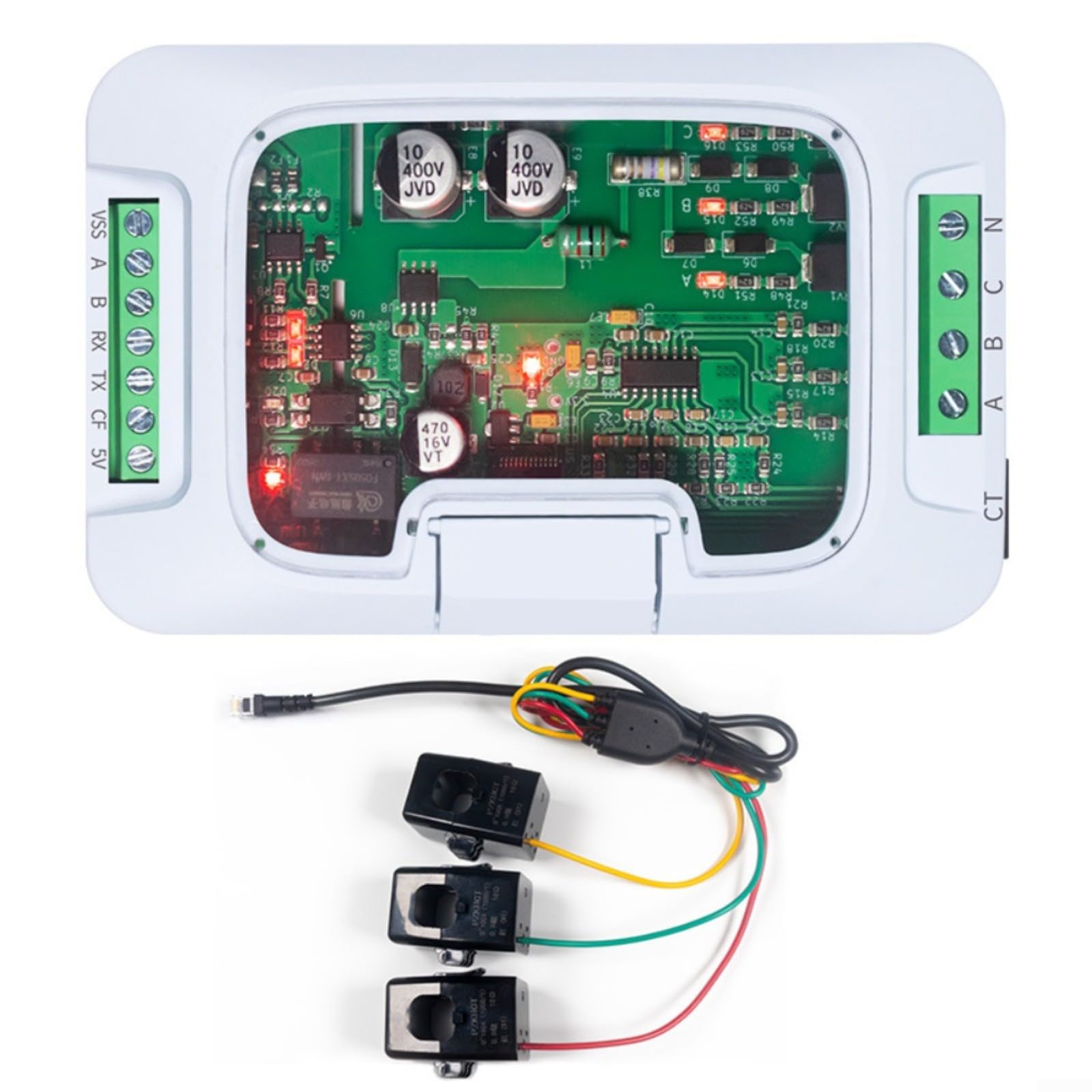 Para medidor de energía trifásico PZEM-6L24 para RS485 para monitor Modbus con analizador de corriente de voltaje de potencia reactiva activa para automatización industrial y (Host +