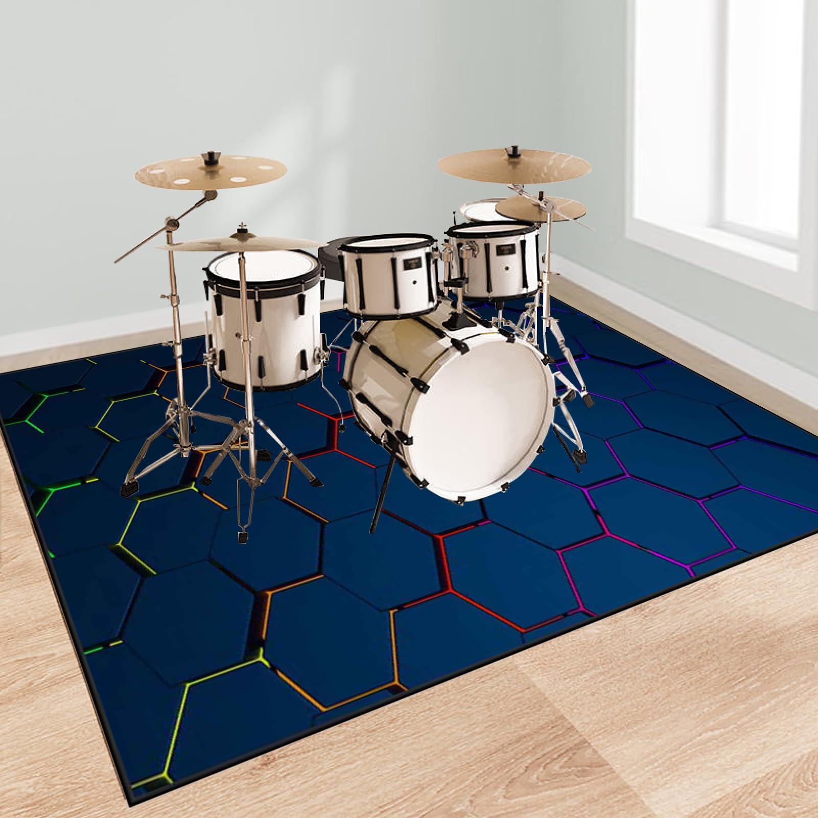 Alfombra Bateria Electronica Insonorizada Alfombra Antideslizante para Bateria Acustica Alfombras Drum Alfombrilla de Protección del Suelo para Sala de Música Estudio Alfombra de Tambor 120 x 100 cm