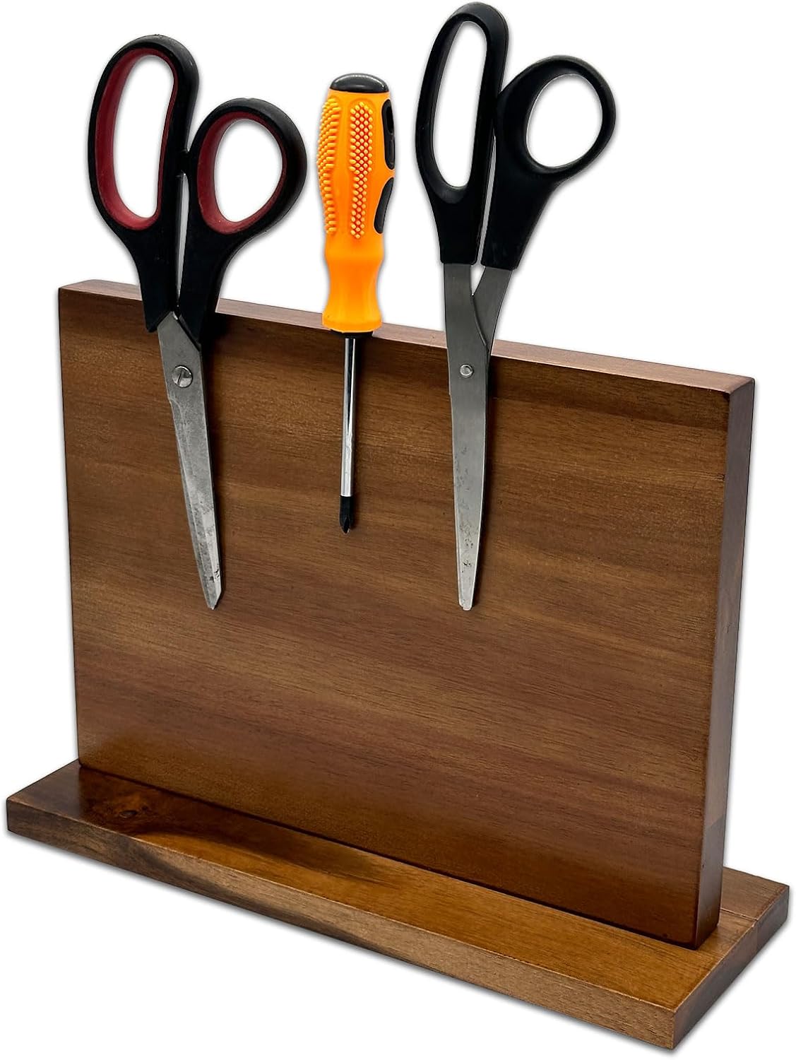 Acacia Wood Magnetic Knife Block, 16" Wall Mounted Kitchen Tool Organizer