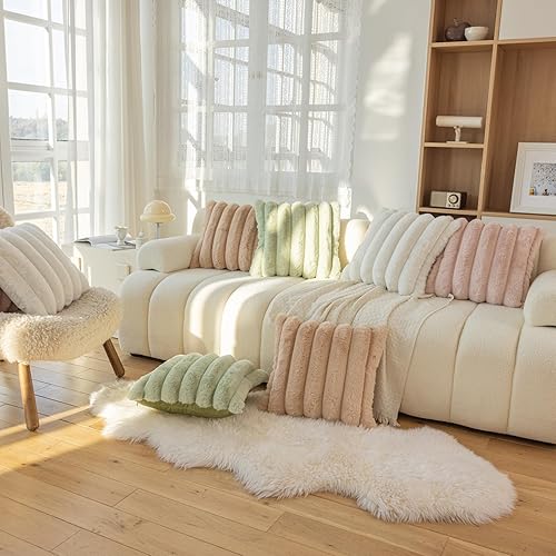 Miniatura 6 de SONAICHTE Juego de 2 fundas de almohada de piel sintética para almohada de cama de 18 x 18 pulgadas, juego de 2 fundas de almohada rosadas,