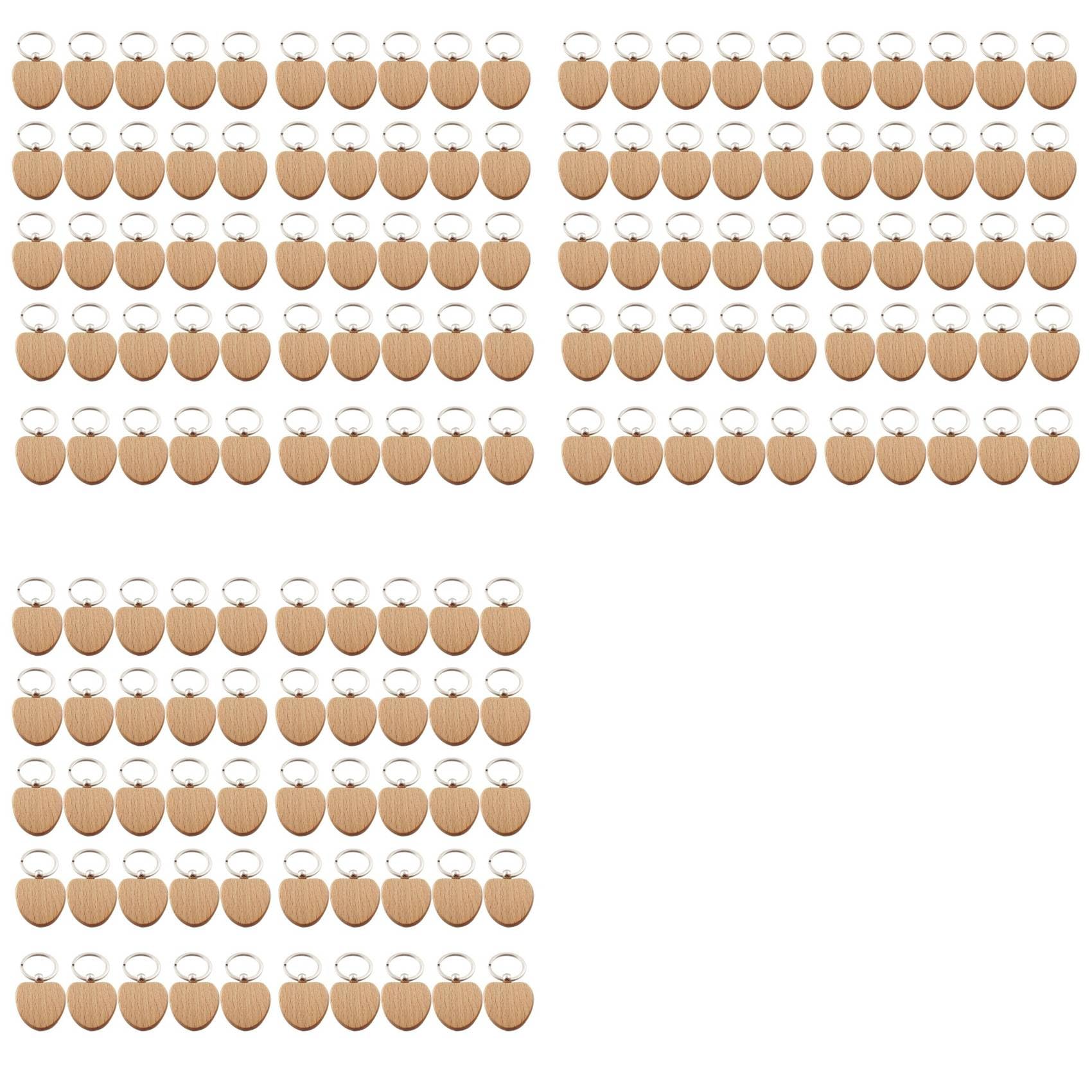 Porte-clés en bois brut de 150 pièces pour loisirs créatifs et étiquette anti-perte