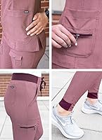 Vista 5 de Adar Pro Flawless Plus - Conjunto de uniforme médico para mujer, parte superior con cuello en V y pantalones deportivos