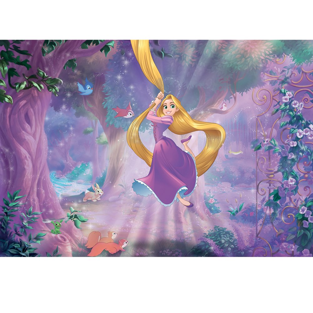 Komar Disney Fototapete RAPUNZEL | 368 x 254 cm | Tapete, Wand Dekoration, Prinzessin, Märchenwald, Flynn Ryder, Kinderzimmer | 8-451, lila, 8 Teile, 368 x 254 cm, 8 teile