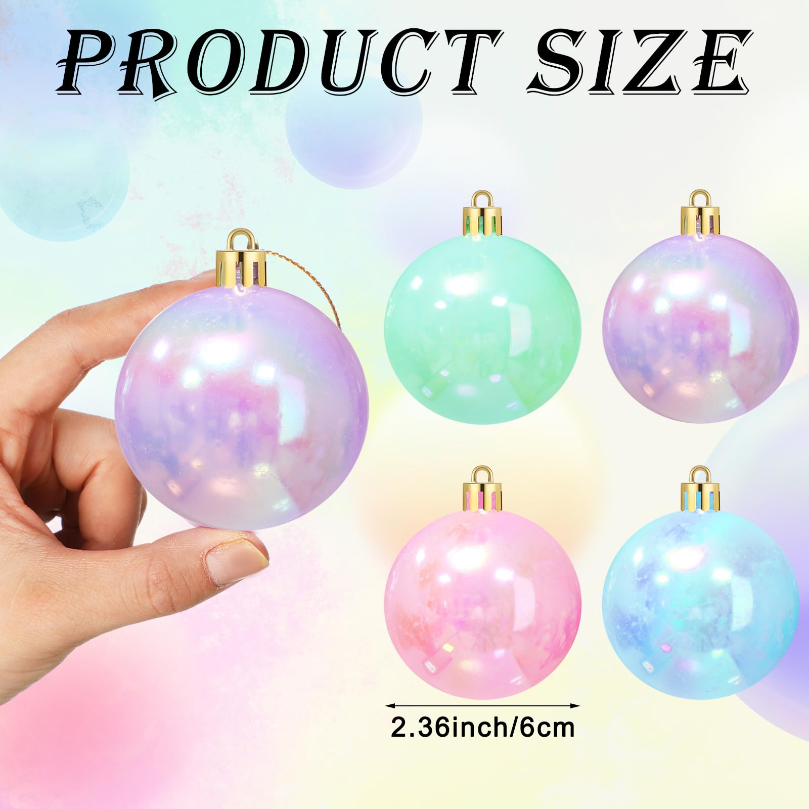 Civaner 24 bolas de árbol de Navidad pastel, adornos de bolas de Navidad, bolas de Navidad inastillables, adornos colgantes para árbol de Navidad, adornos colgantes para árbol de Navidad, decoración