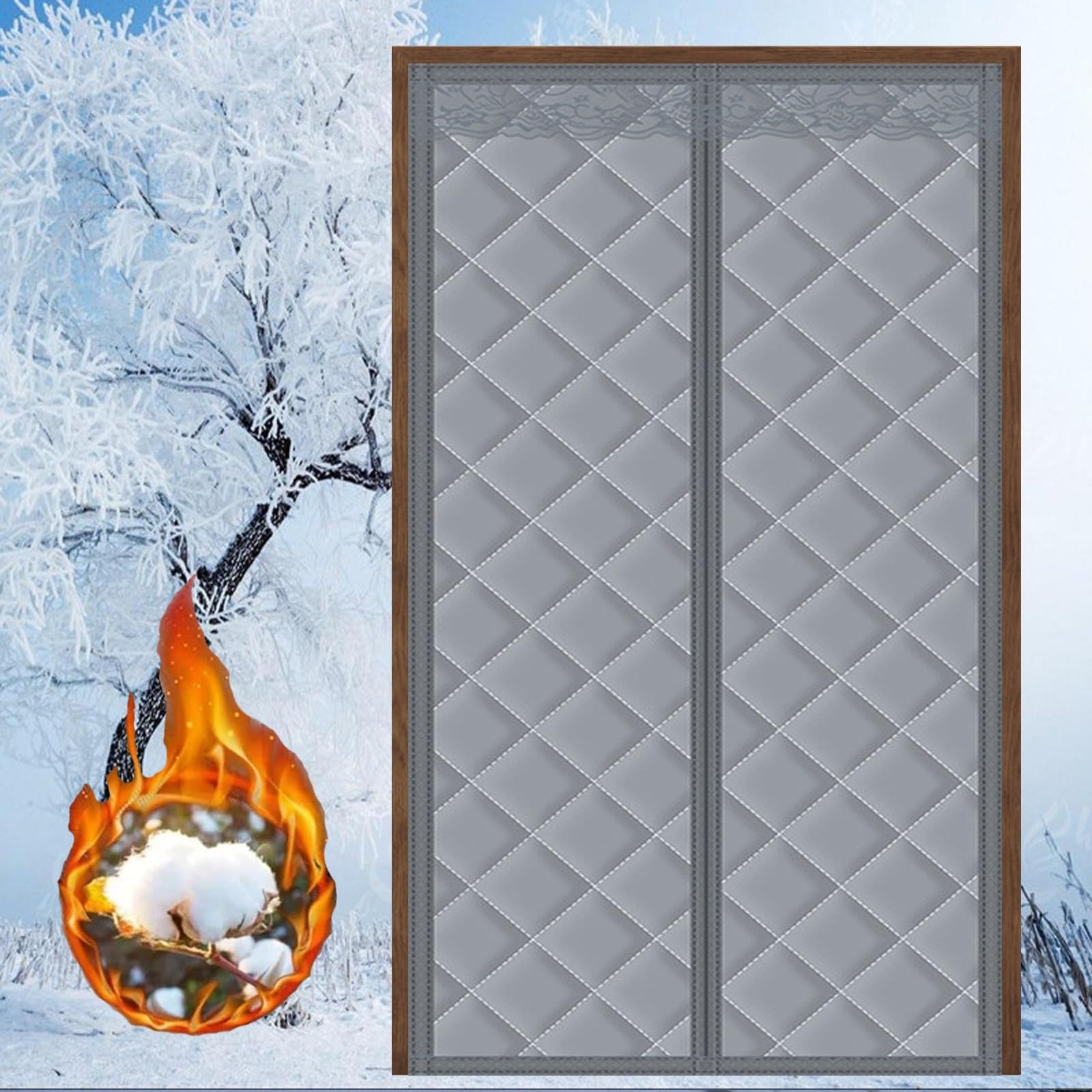 Rideau de porte thermique isolant contre le froid pour bloquer les courants d'air 60x195cm