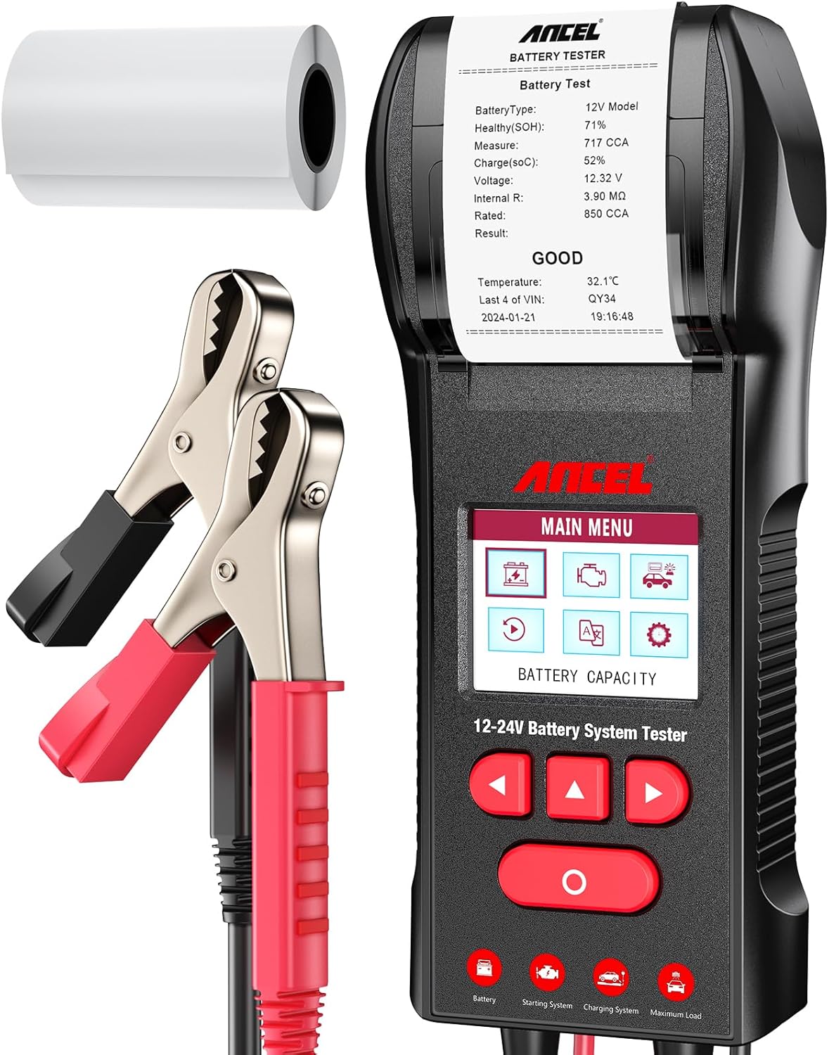 Tester per batterie auto ANCEL BST600 con stampante e cavi