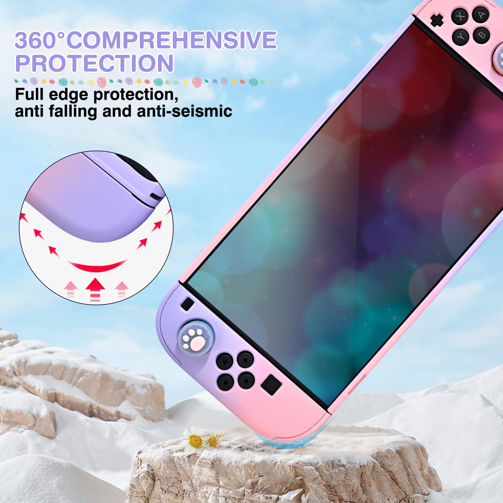 DLseego Draagtas voor Switch 2,Hartvormige Luipaard Hardcase