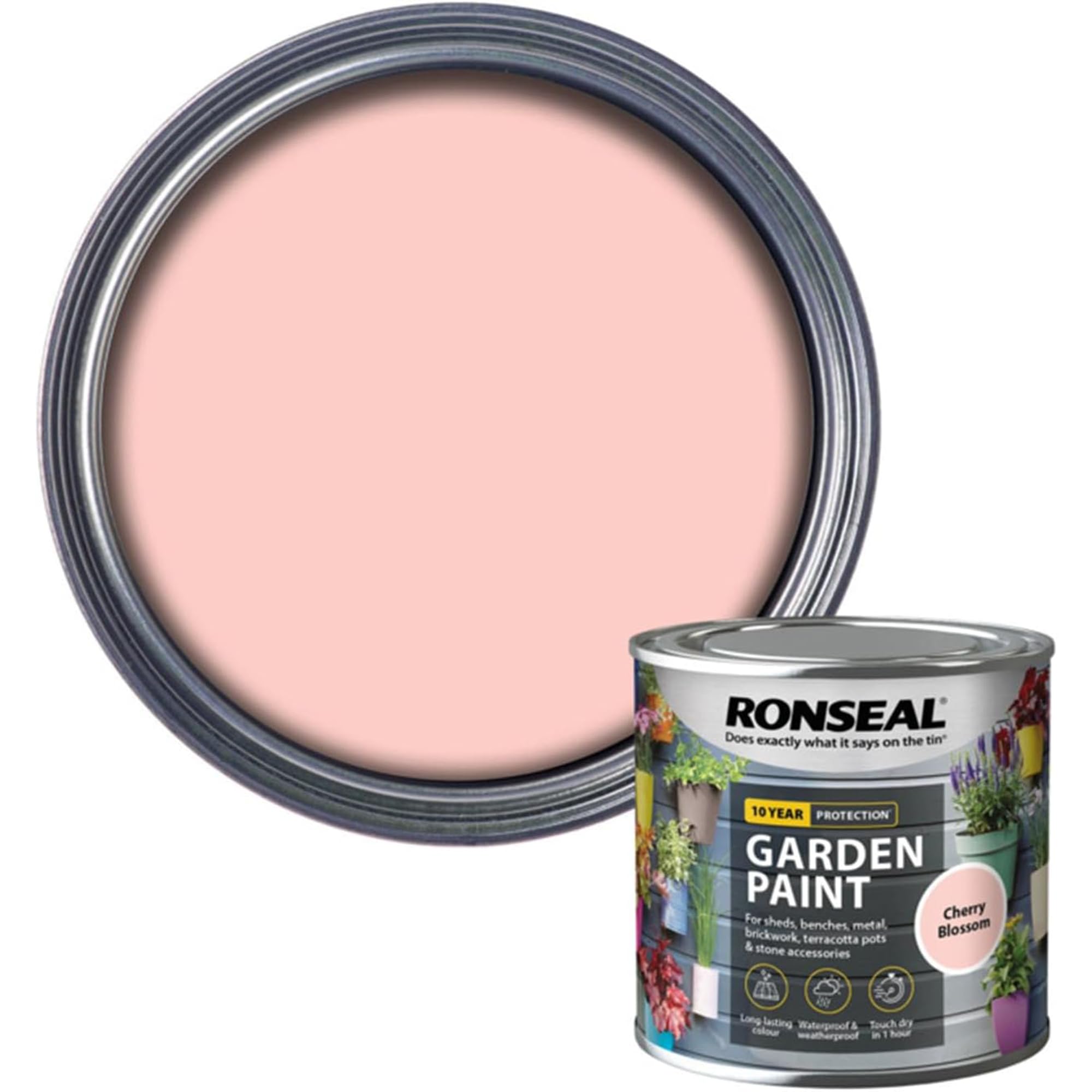 AOC24 Garden Fence Paint 250ml – Multi-Surface Exterior Paint for Wood, Brick, Metal, Stone & Terracotta – Waterproof, Resists Fading, Matt Finish for Sheds, Fences, (Cherry Blossom, 250ml)