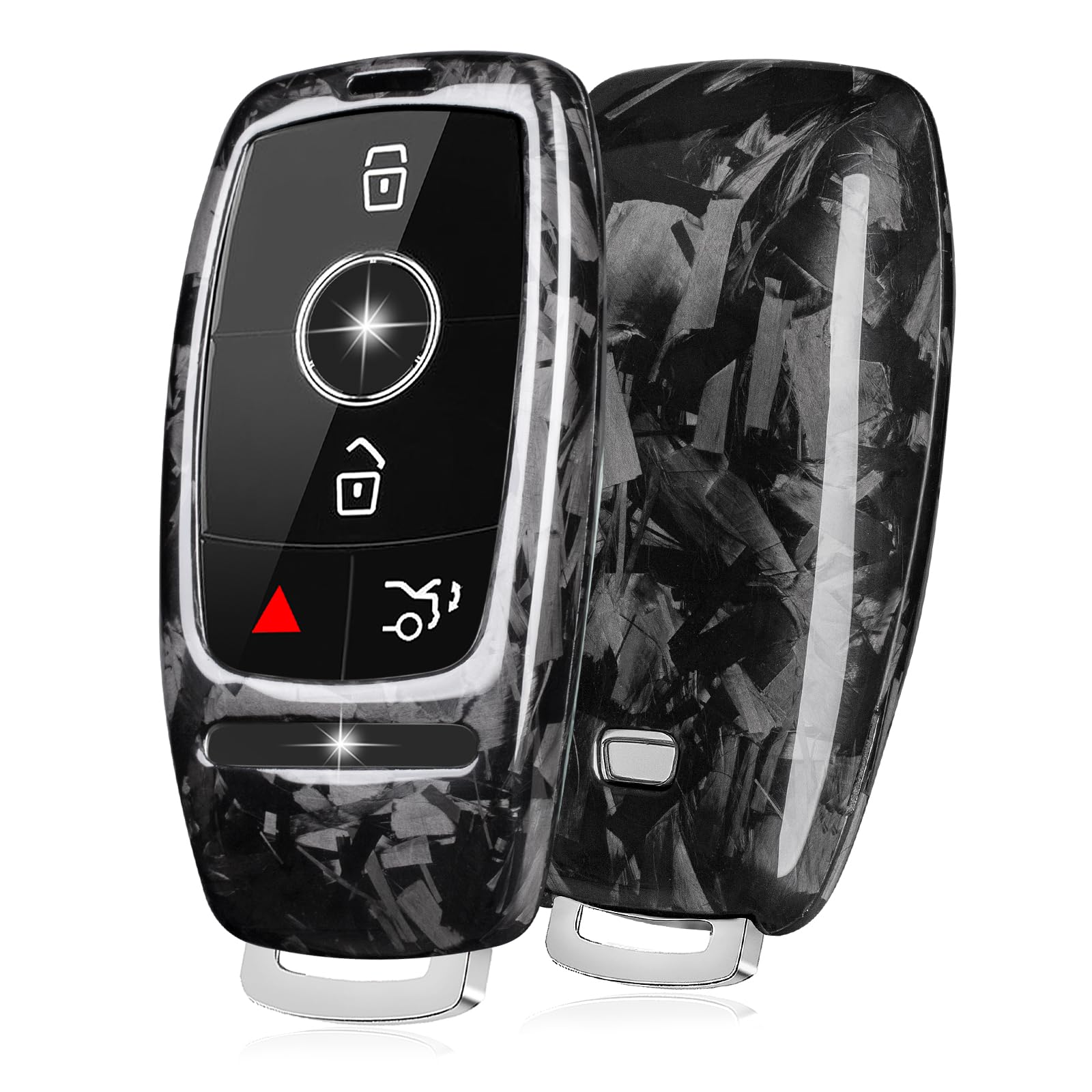 T-carbon Real Carbon Fiber Key Fob Cover Compatible with Mercedes Benz Key Fob Protector fits for Benz AMG E53 GLS63 Sedan CLA35 45 Coupe GLB35 GLA35 GLA45 SUV Key Fob Case Key Shell,Forge Black