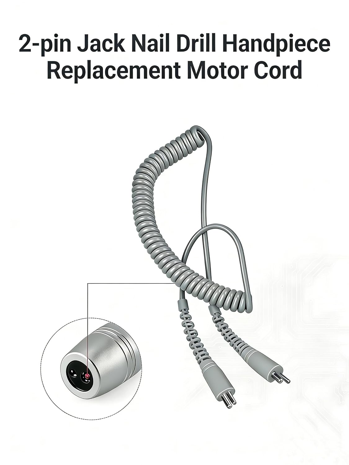 2-pin Jack Nail Drill Handpiece Replacement Motor Cord