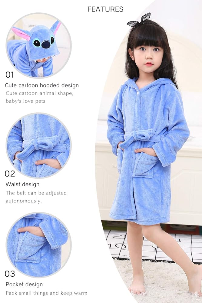 Accappatoio Bambini Kigurumi In Pile Con Cappuccio - Morbido Pigiama Unisex Per Ragazze E Ragazzi - Foto 2