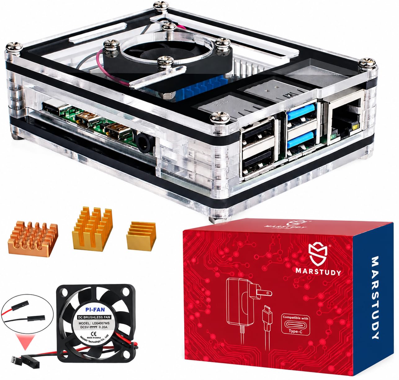 Raspberry Pi 4 Model B 本体 クリアケース・冷却ファン付 Amazon.co.jp: クリアRaspberry Pi 4 Model B用ファン冷却&銅