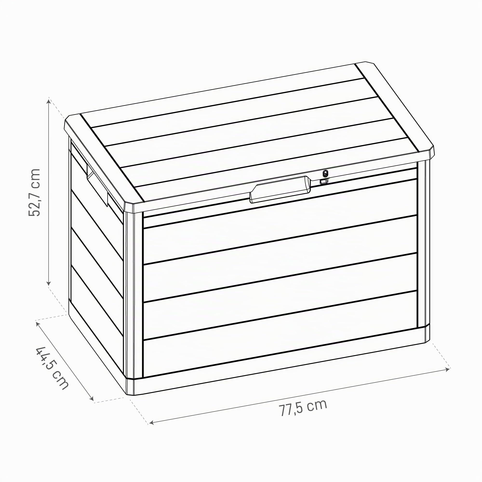 Toomax Truhe Multibox Woody's 160L Gepäckträger für den Außenbereich, Holzoptik, Maße 77,5 x 44,5 x 52,7 cm, Braun