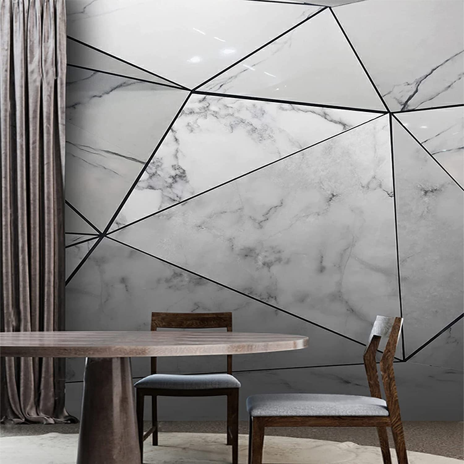 Mármol Gris Geométrico Abstracto Papel Pintado 3D Mural De Pared, 3D Foto Decoración Pinturas Mural Papel Pintado Adecuado Para La Sala De Estar Y El Dormitorio Fondo De Tv Peel 250(ancho)x175(alto)cm