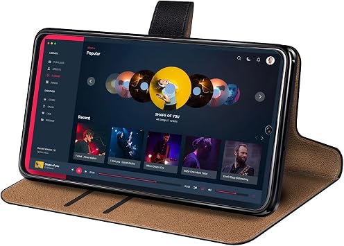BlackBerry 8520 Curveと互換性がある フォリオPUレザーケース - 黒
