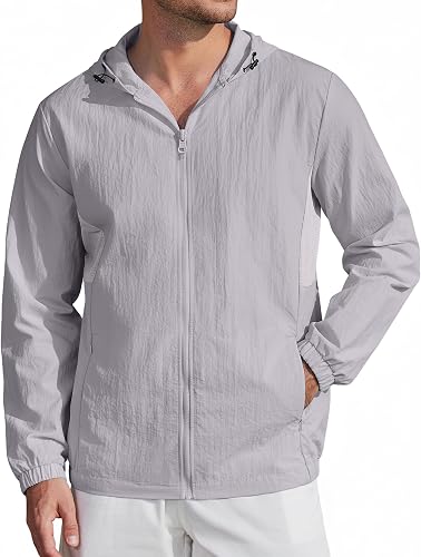 COOFANDY Men's UPF 50+ Sun Protection Hoodie Jacket Full Zip Light Long Sleeve Performance Fishing Shirts Hiking Outdoor
