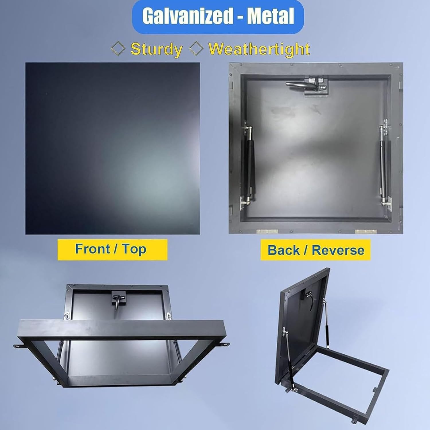 Large Manual Roof Access Hatch & Venting Skylight, 50x50cm Attic Cover for Sunroom, Hallway, Stairway & Garage - Perfect for Enhanced Natural Light & Easy Access