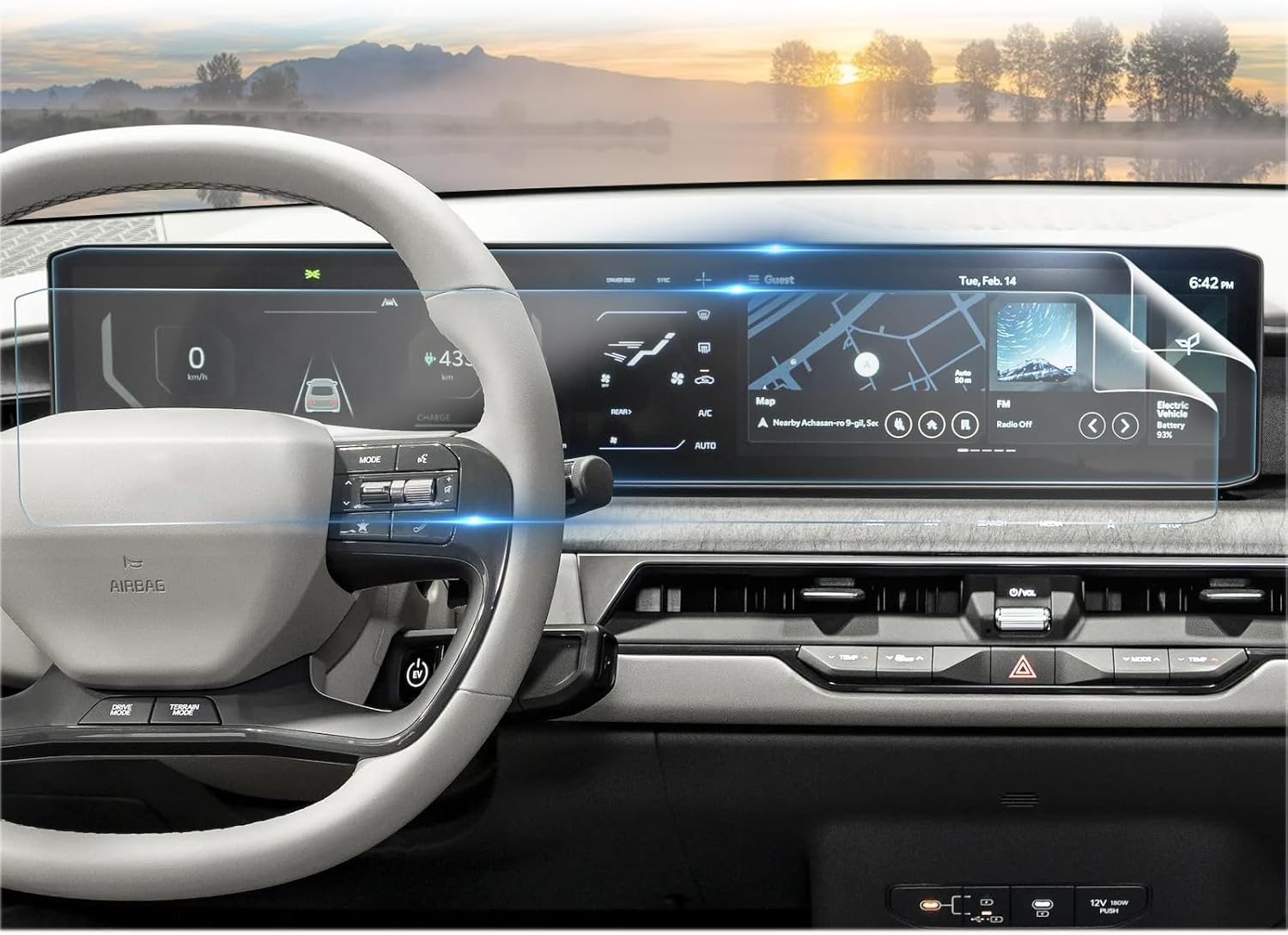 CDEFG for 2024 2025 2026 Kia EV9 Screen Protector Accessories 2024 2025 EV9 Light Long Range Wind Land GT-Line 12.3" Navigation + Digital Gauge Cluster All-in-One Touch Screen Cover- (2PCS) Nano Foils