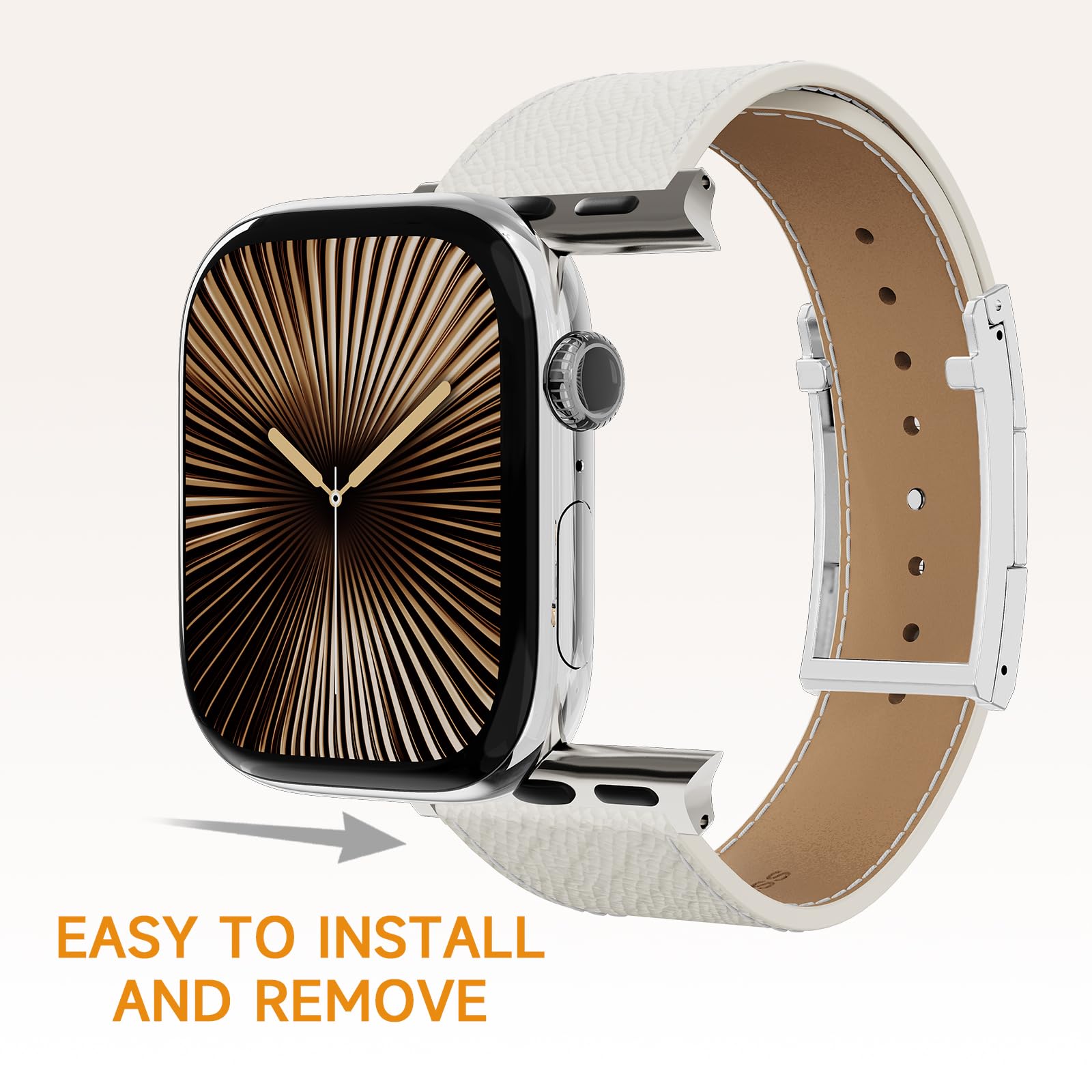 Bracelet en cuir compatible avec Apple Watch, boucle emblématique en forme