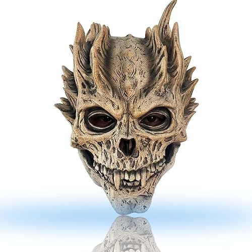 Miniatura 9 de Máscara de calavera de Halloween, máscara de esqueleto de cabeza completa, máscara de calavera demoníaca, casco de látex aterrador, accesorios de