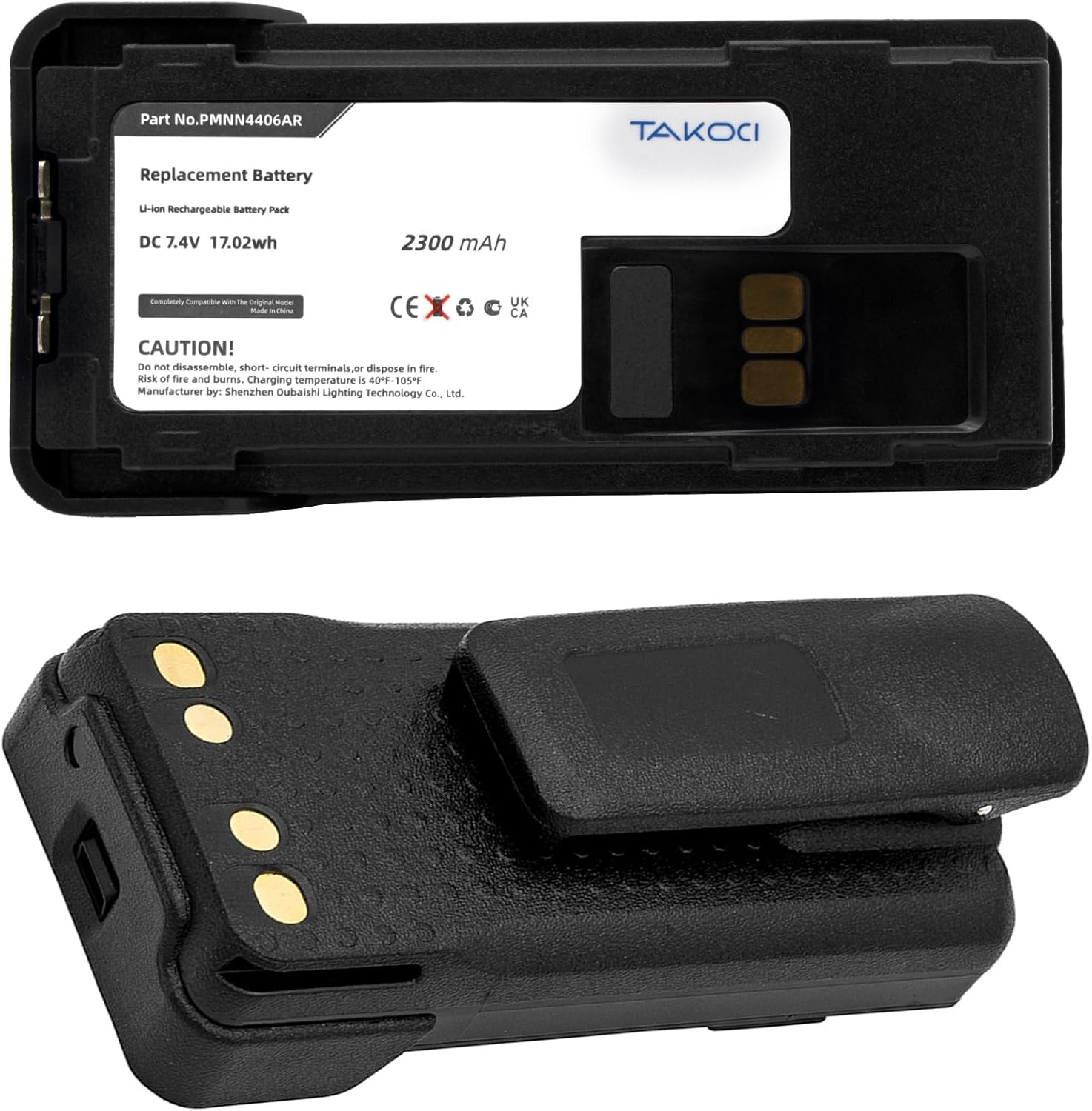 (2-Pack) Replacement Compatible with Motorola APX 4000 APX 3000 APX2000 PMNN4448 PMNN4406AR Radio 7.4V 2300mAh with Belt Clip