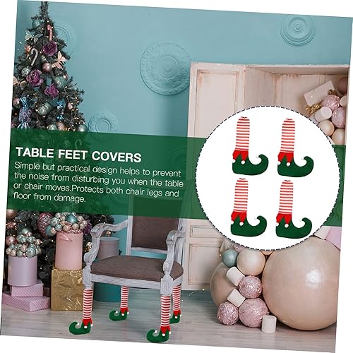 Miniatura 6 de Gogogmee 4 unids Botas cortas de escritorio para silla de Navidad, calcetines de pie, calcetines de Navidad, utenciles de franela, cubierta de