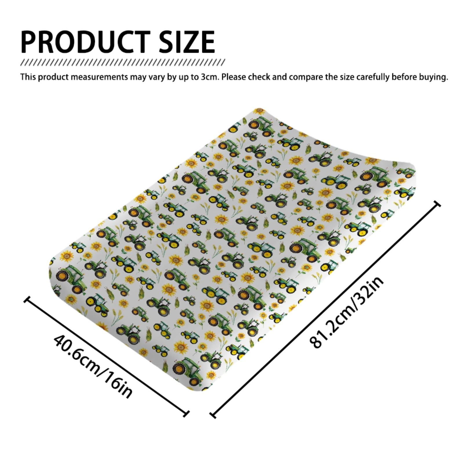 Tractor Vehicle Sunflower Baby Changing Pad Covers,Unisex Fitted Changing Pad Covers for Boys Girls,Comfortable Breathable Changing Table Covers Gifts,Polyester Easy Care Diaper Changing Pad Covers