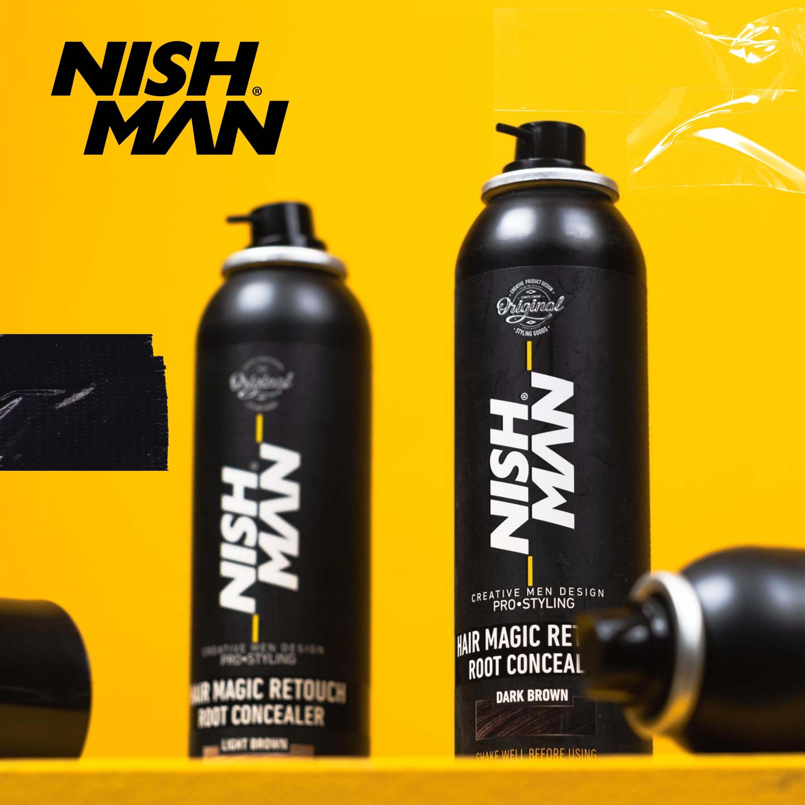 NISHMAN Magic Retouch Correcteur de Racines - Noir 100ml - Couverture Instantanée des Cheveux Gris & Rafraîchissement de la Couleur – Spray Capillaire Séchage Rapide et Longue Tenue
