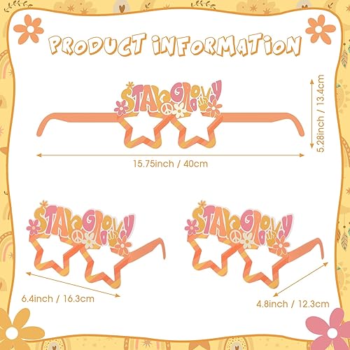 Miniatura 2 de Qilery 36 piezas de decoraciones de fiesta de los años 70, gafas de papel geniales de los años 60, tema hippie de los años 60, regalos de fiesta