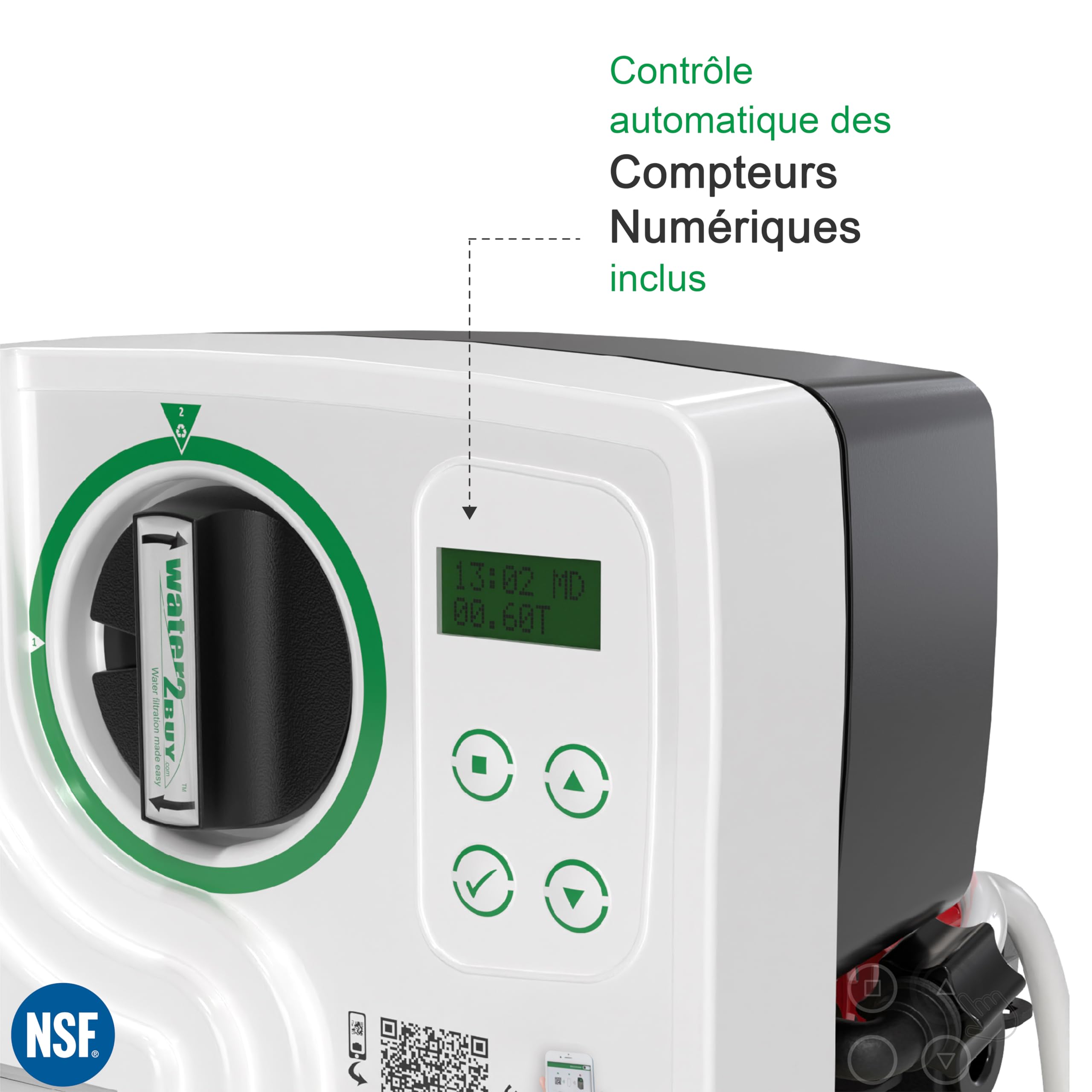 Water2Buy EASY W2B500 adoucisseur d’eau | adoucisseur d’eau anti calcaire | filtre anti calcaire adoucissant eau | Pour maisons et appartements (1 à 8 personnes)
