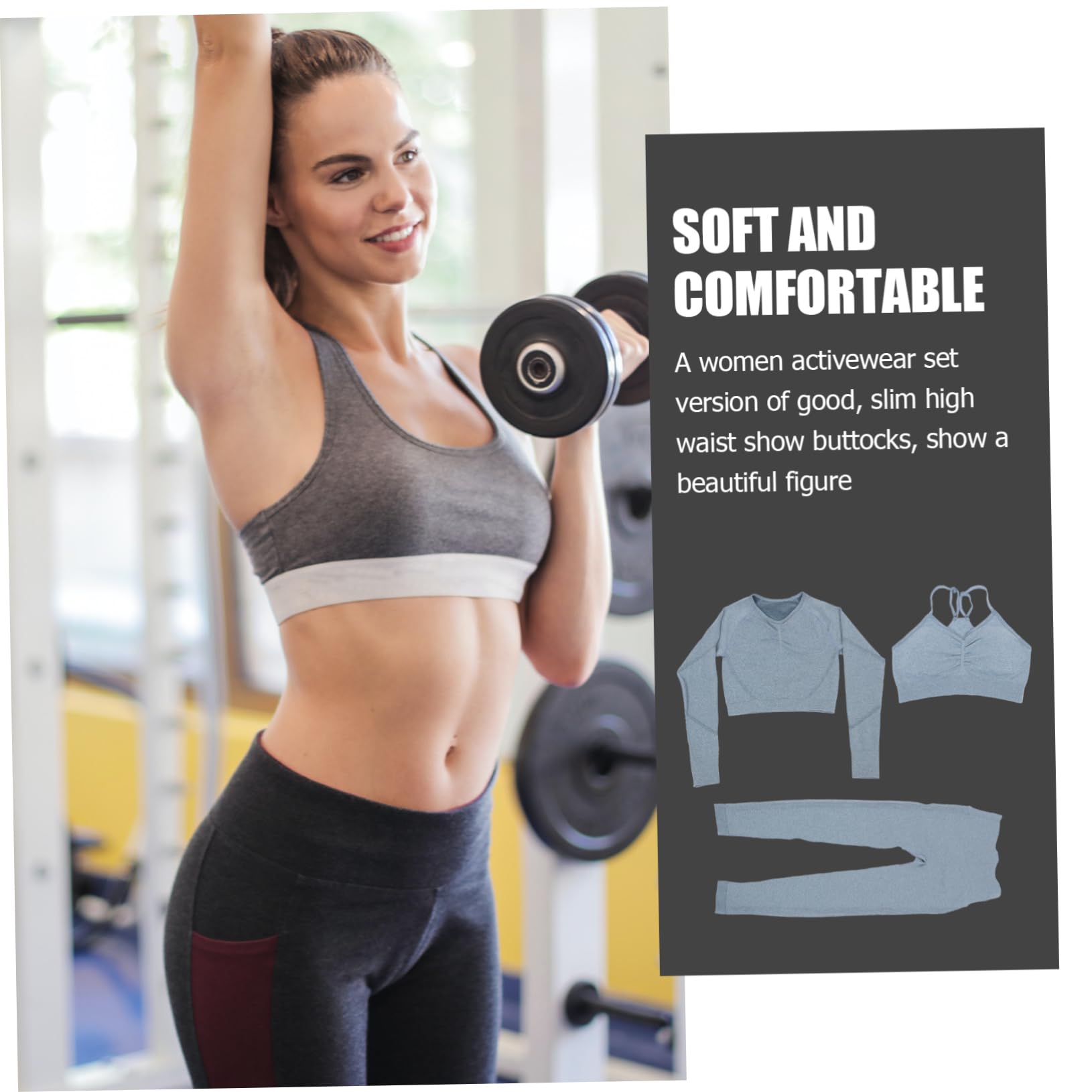FOMIYES Completo Yoga Donna a Manica Lunga Design a Vita Alta, Senza Cuciture, in Chinlon ed Elastan, Adatto per Jogging e Bici, Elasticità Superiore per Comfort e Movimento