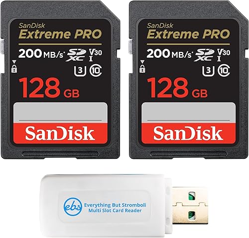 SanDisk - Tarjeta de memoria SD Extreme Pro de 128 GB (paquete de dos) funciona con cámara digital DSLR Nikon D3500, D7500, D5600