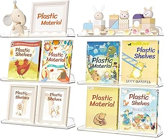 Lifewit Kids Bookshelf 6 Pack, 15\" Floating Shelves for Wall Mounted, Clear Nursery Book Toy Hanging Racks for Baby/Toddler/Children in Bedroom, Living Room Decor
