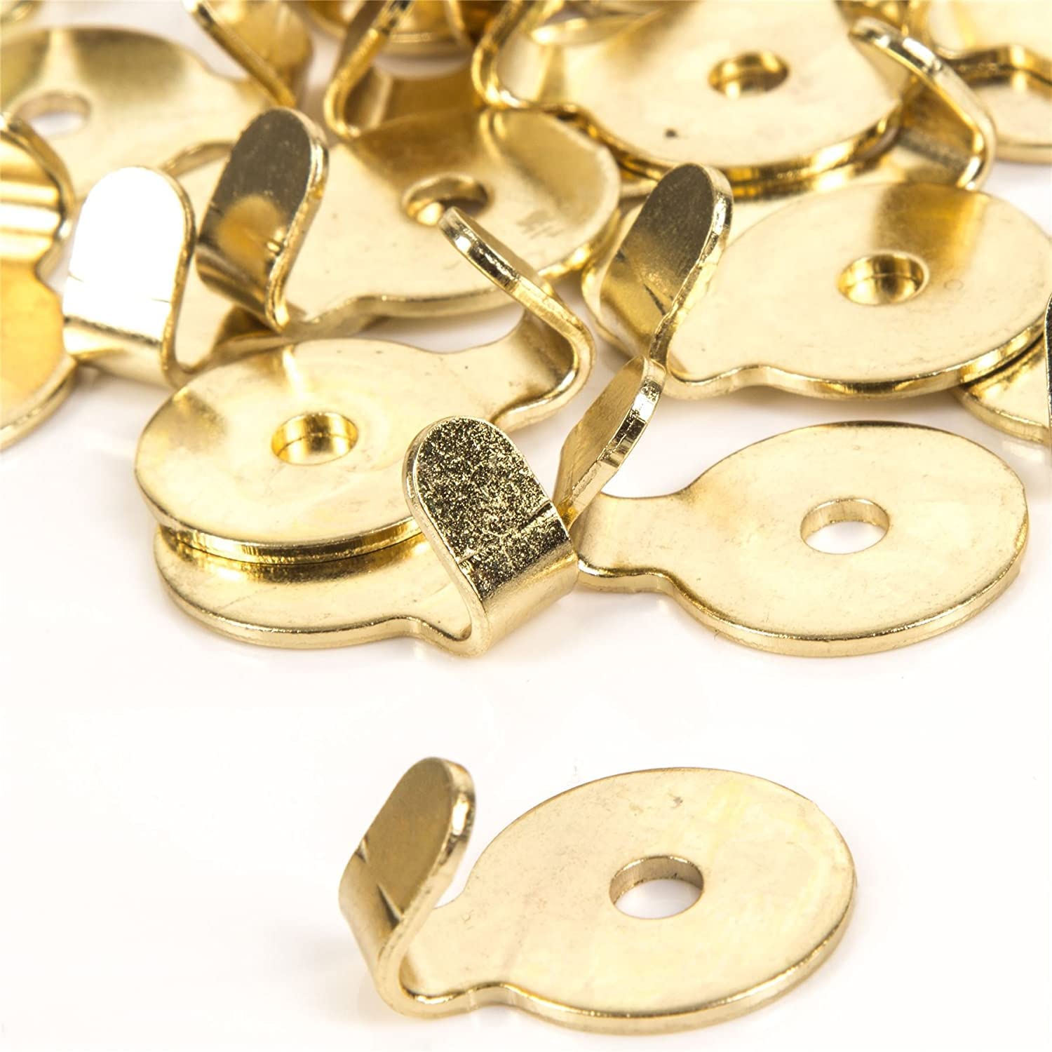 10 Pack Brass Plated Round Picture Hooks 25mm, Heavy Duty Wall Hooks for Hanging Pictures Mirrors, Canvases and Frames