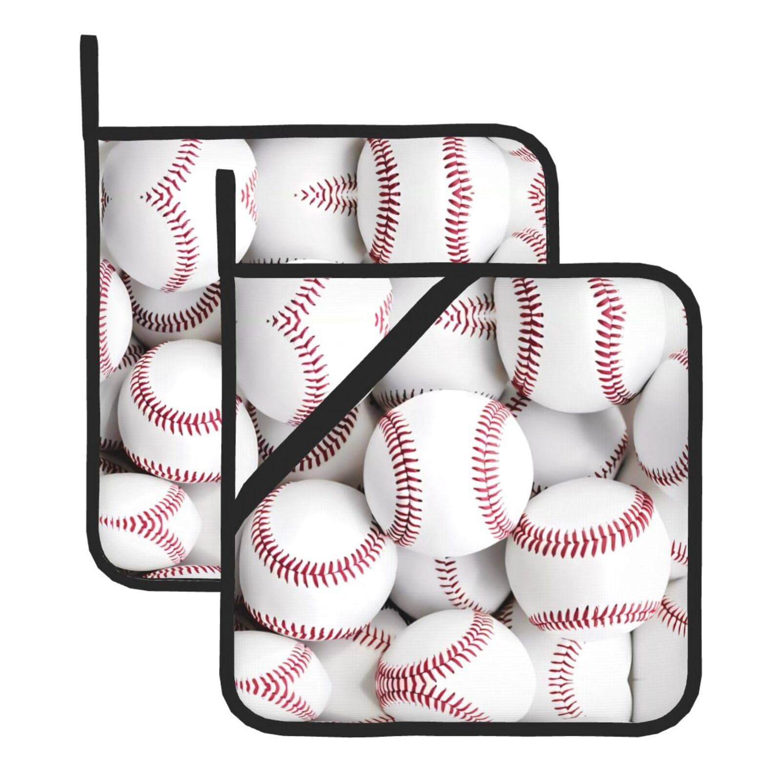 HJFCZH Baseball Prints Square Hot Pads for Kitchen Counter - Waterproof Pot Holders, Durable Heat Resistant Throw Layers for Serving, Oven & BBQ - 2 Pack
