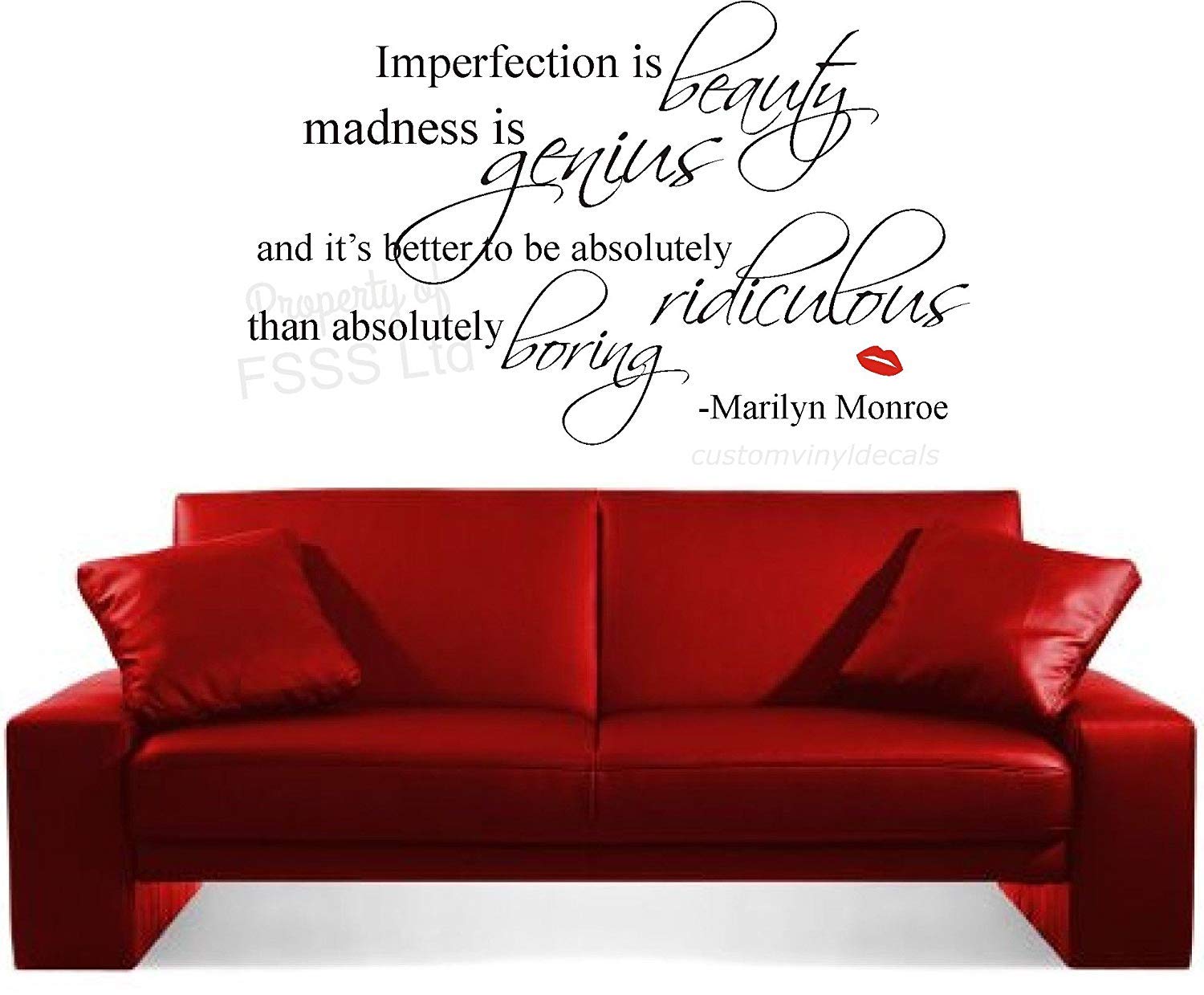 Fsss Ltd Black Marilyn Monroe Imperfection Is Beauty Quote Wall Art Sticker Home Music Film Diy (, 80X50cm)