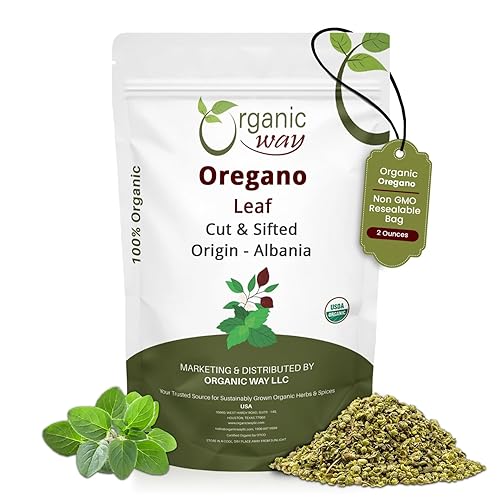 Organic Way Hoja de orégano seca cortada y tamizada (Origanum vulgare) - Cosecha silvestre europea | Certificado orgánico y Kosher | Vegano, sin OMG