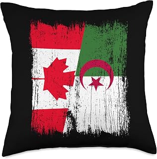 Canada Algeria Half Flag Canadian Algerian Heritage Throw Pillow