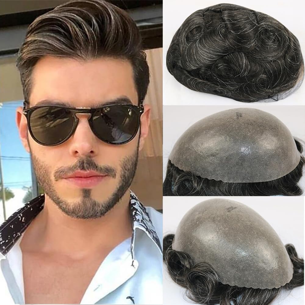 Simbeauty Super Natural Hairline Human Hair Mens Toupee Free Style