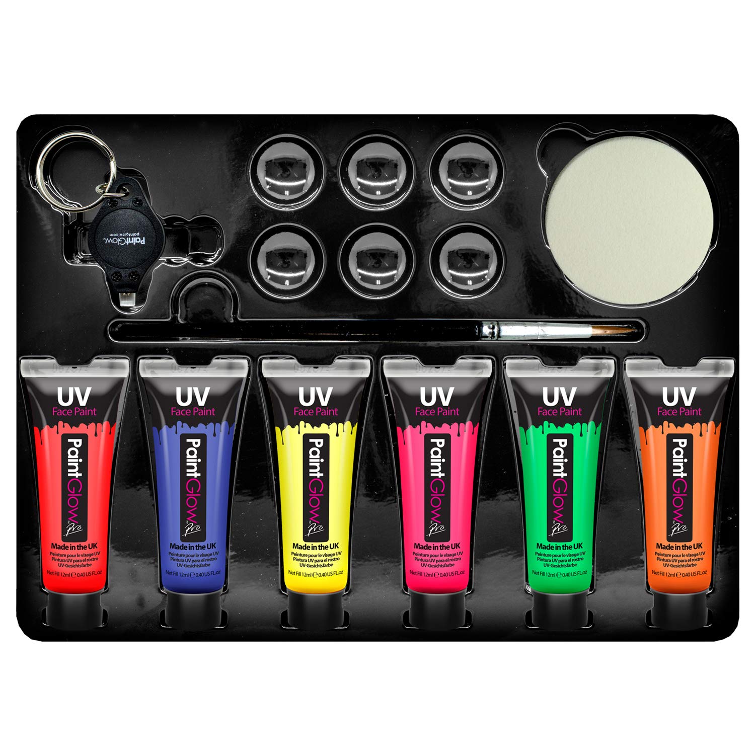 PaintGlow Neon UV Face Paint Box Set UV Glow Neon Face Paint, neon face