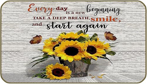 UINHMOP Tapete decorativo retro de 17 x 30 pulgadas, hermoso diseño de girasol, cada día es un nuevo comienzo, toma un aliento profundo y sonríe de