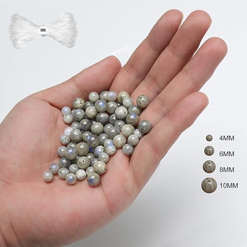 Miniatura 2 de 60 cuentas de piedras preciosas naturales de 0.236 pulgadas (0.236 in), cuentas redondas sueltas para fabricación de joyas con cordón elástico de