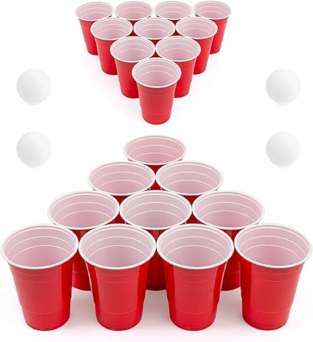 Miniatura 2 de Juego de Beer Pong: 24 tazas reutilizables y 4 bolas de pong duraderas Juego de fiesta #1 de Estados Unidos, eventos al aire libre y regalos
