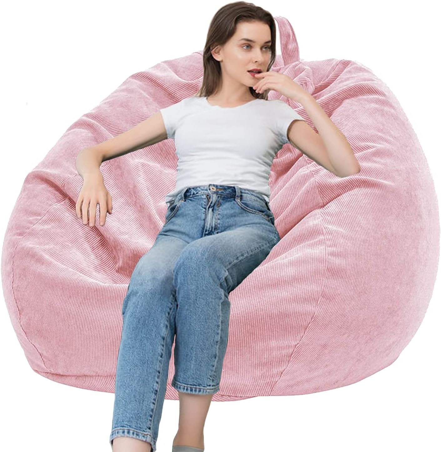 Lmeison Beanbag Chair for Boys Girls,Towels & Clothes Stuffed Storage Bag (Pink)