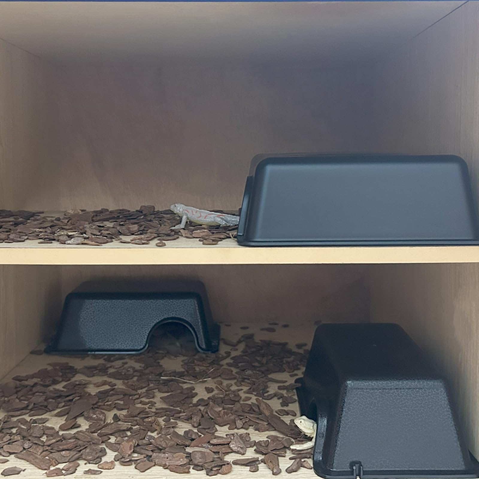 Piel de serpiente duradera para reptiles, piel de pitón de bola, piel de geco de leopardo, piel de dragón barbudo, fácil de limpiar, cueva para tanque, recinto y terrario (7.4 x 4.72 x 2.56