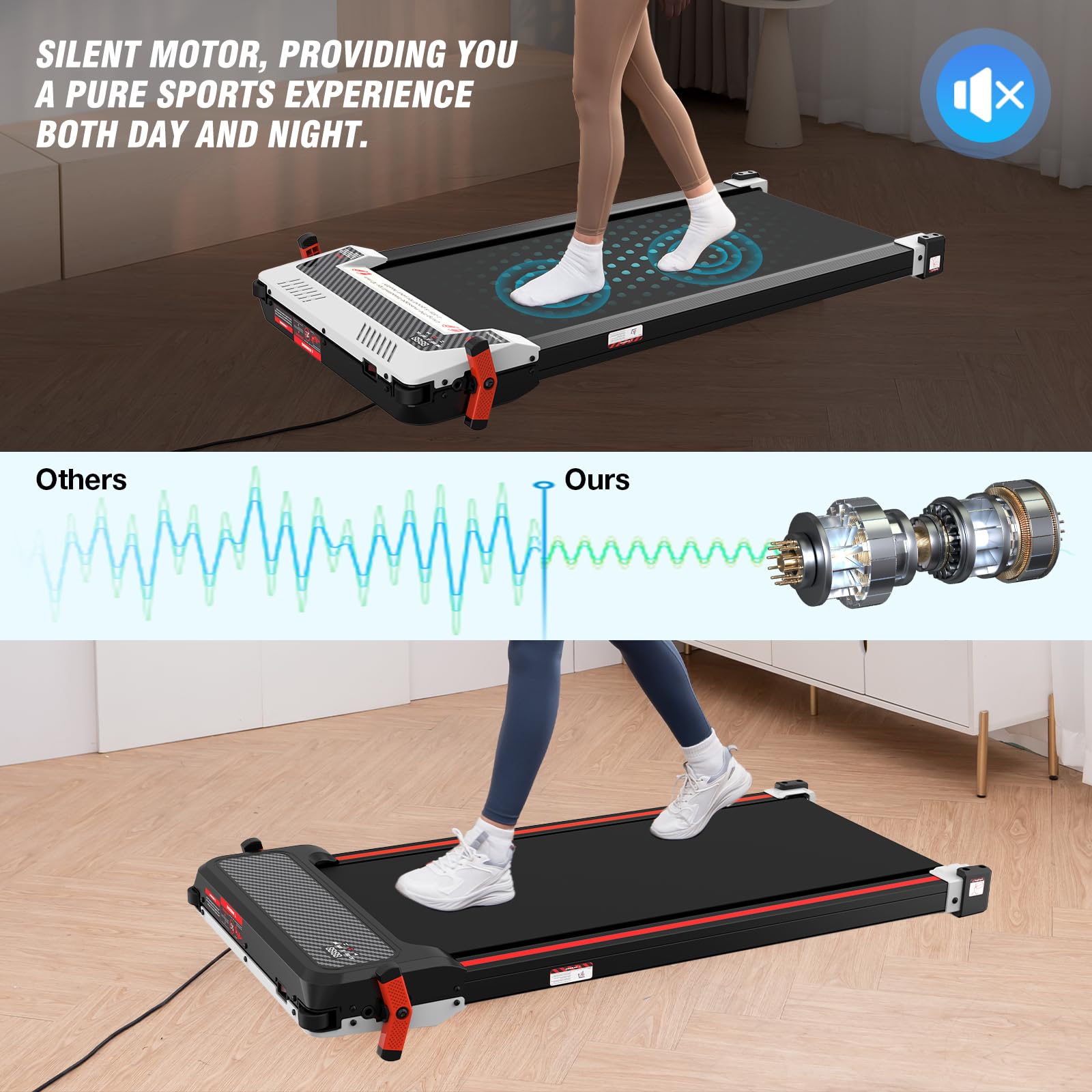 CITYSPORTS Tapis roulant a doppia pendenza 2-in-1, ribaltabile di 180°, macchina per massaggi piedi, velocità 6km/h, con pendenza fissa, larghezza di marcia 41mm, limite massimo di peso 120kg