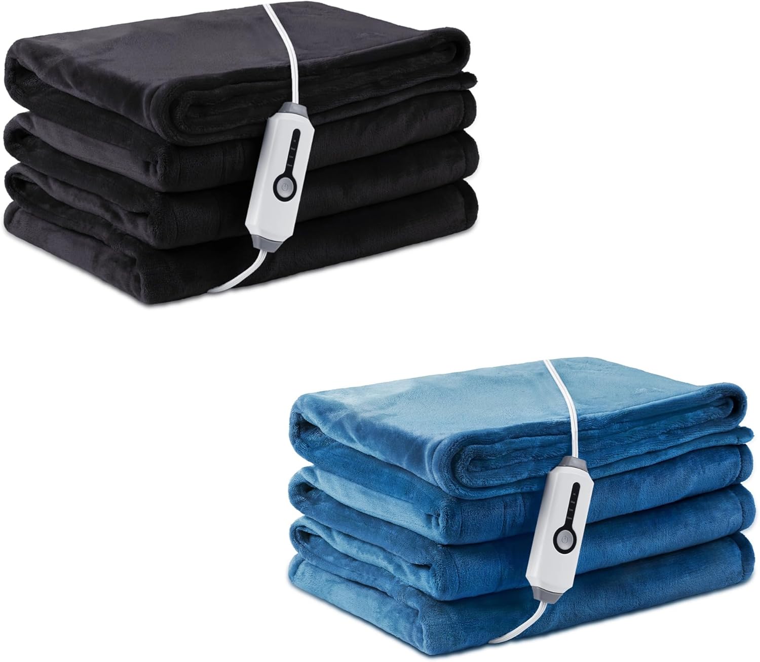 LaffyLo Electric Heated Blanket Full Size, Dark Grey & Lake Blue