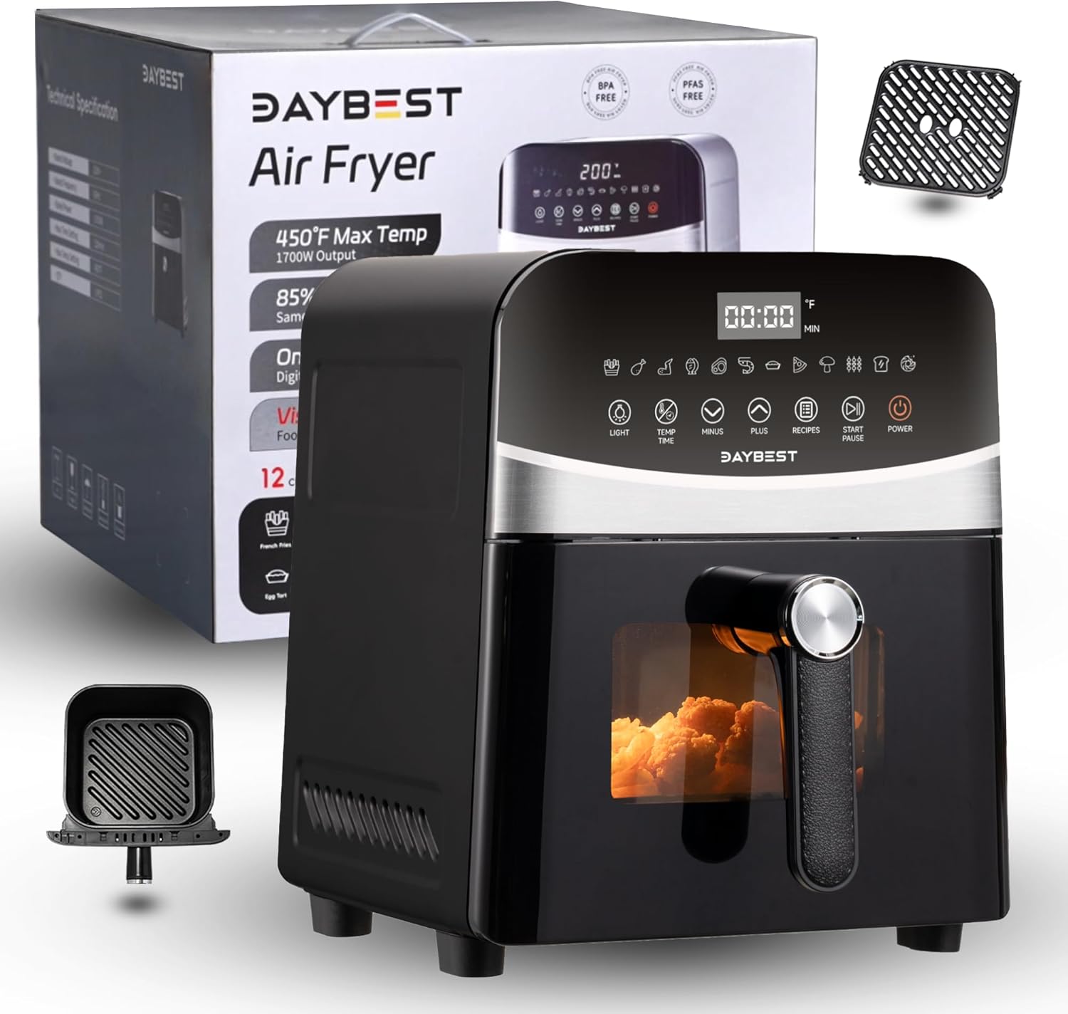 DAYBEST Black Steel Air Fryer